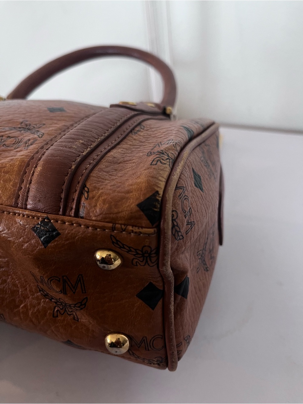MCM SMALL COGNAC VISETOS BOSTON BAG. - Picture 12 of 13